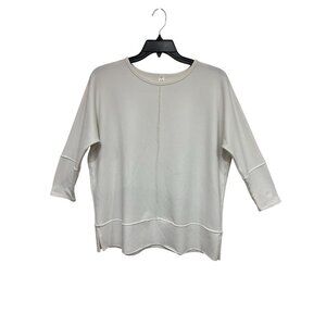 Spanx Perfect Length Dolman 3/4 slv Oversized Off-White Top Sweatshirt Sz Small